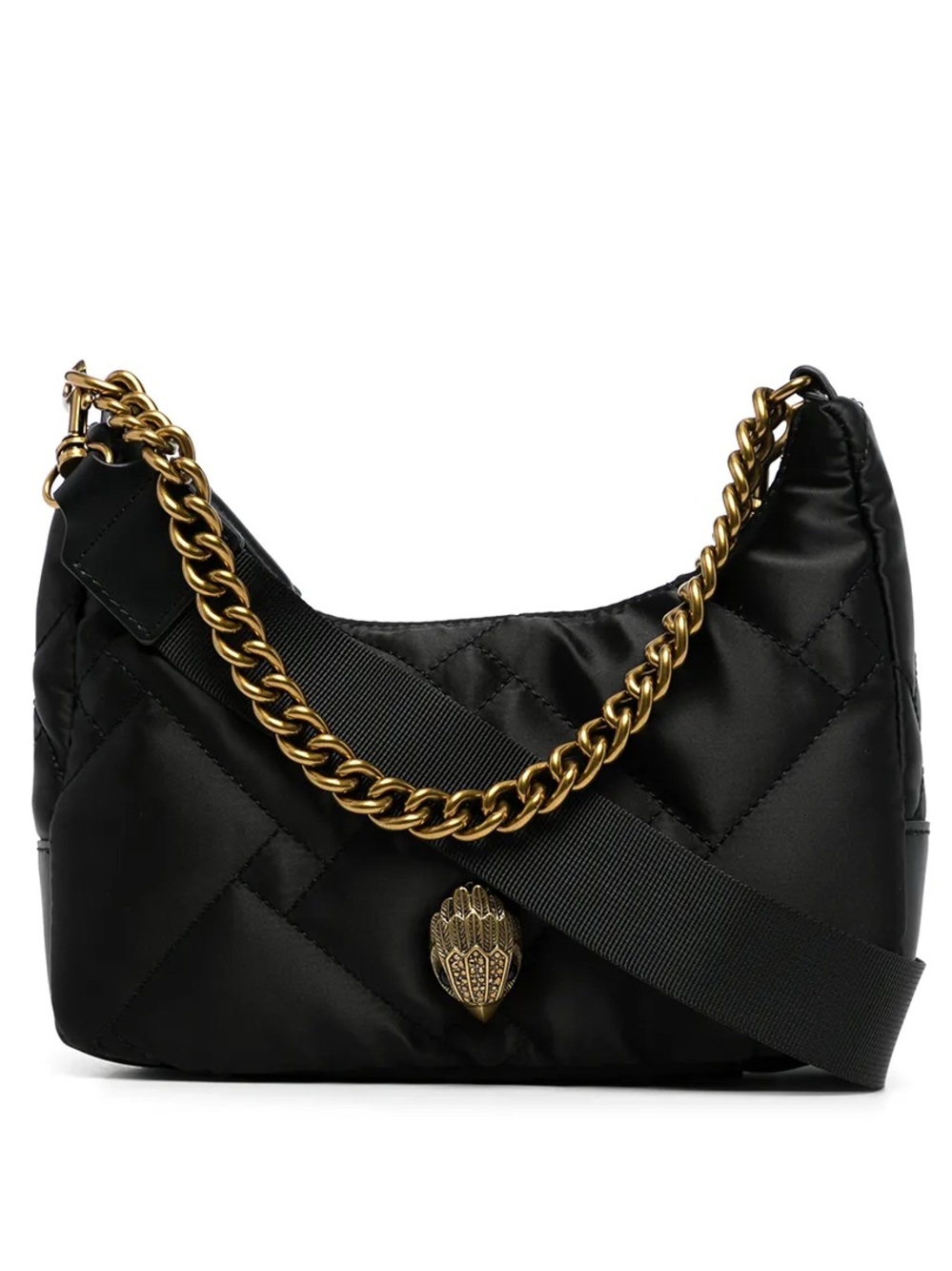 Kurt Geiger London Quilted Crossbody Bag - Black with Gold Signature Eagle Head